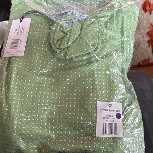 WeWoreWhat crystal green midi rosette dress - Picture 3 of 3